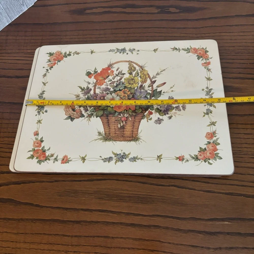 Floral Basket Vintage Placemats by Pimpernel set of 4 back cork